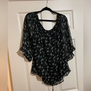 Vince Camuto Black Floral Blouse